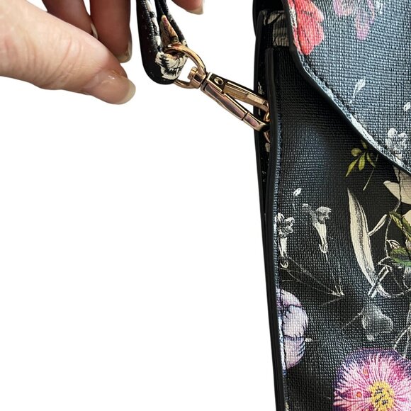 Womens Crossbody Bag Multicolor Boho Floral Snap Vegan Leather - Picture 8 of 13